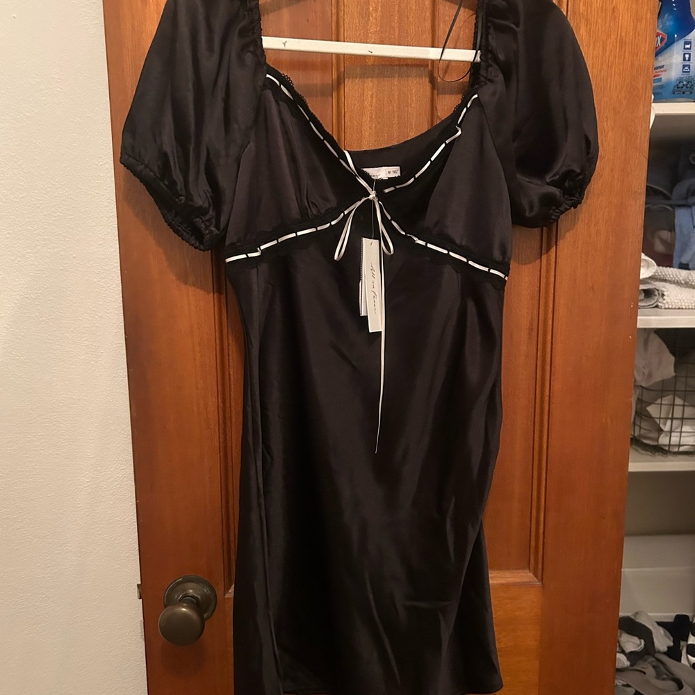All in Favor Black Dress with White Accents